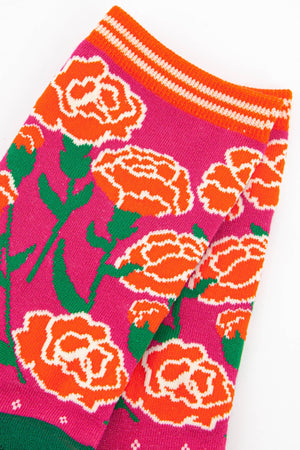 Women's Carnation Floral Print Bamboo Socks