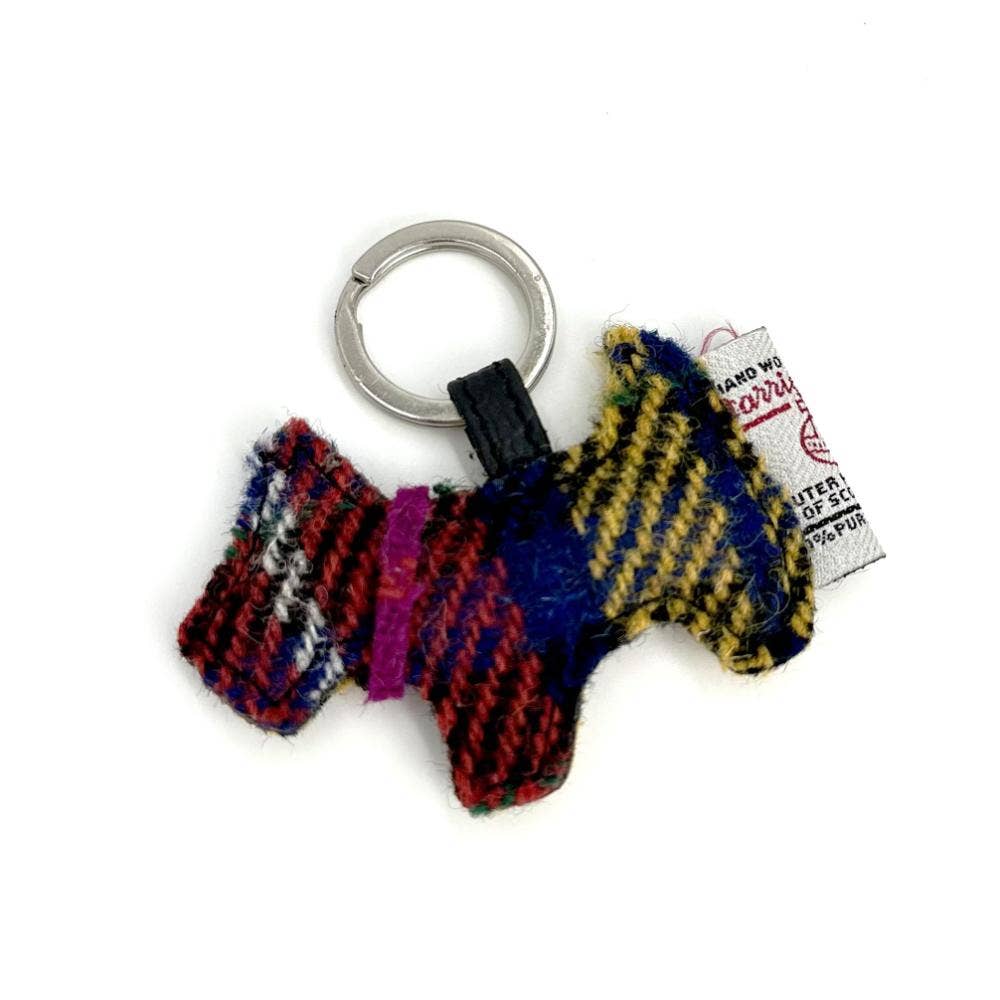Harris Tweed Scotty Dog Keyring Saffron