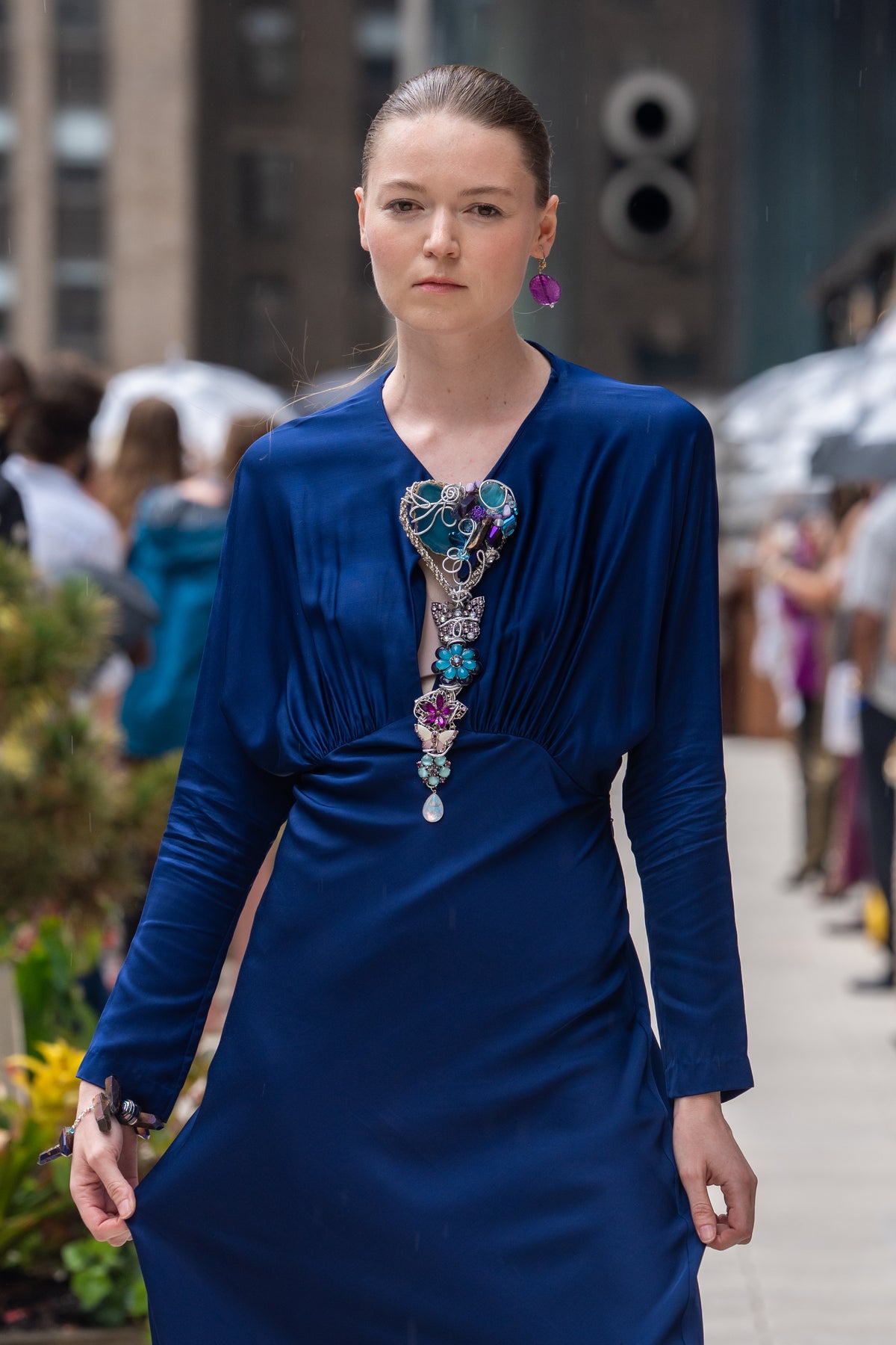 Statement Asymmetric Purple & Iridescent Earrings (to order)