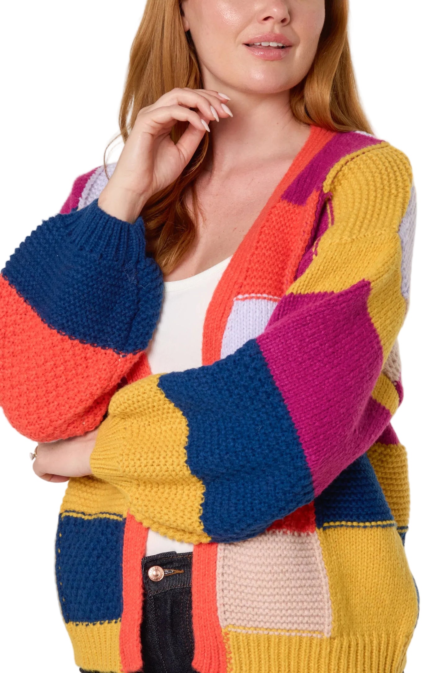 Multicolour Patchwork Knit Cardigan