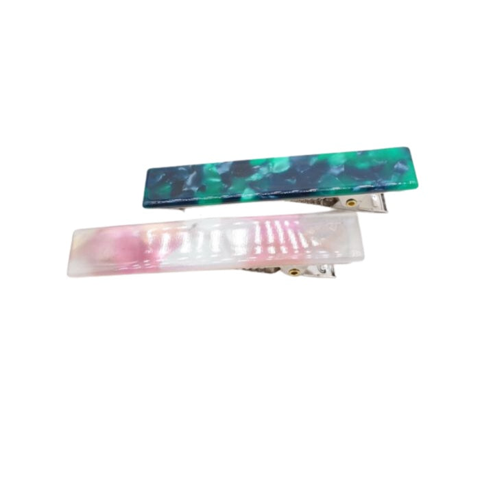 Green and Pink Twin Hair Clips by Red Cuckoo