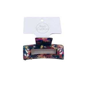 Red Cuckoo Rectangular Blue & Pink Claw Clip