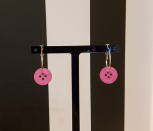 Pink Button Earrings