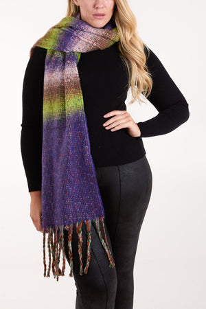 Purple & lime stripe blanket scarf