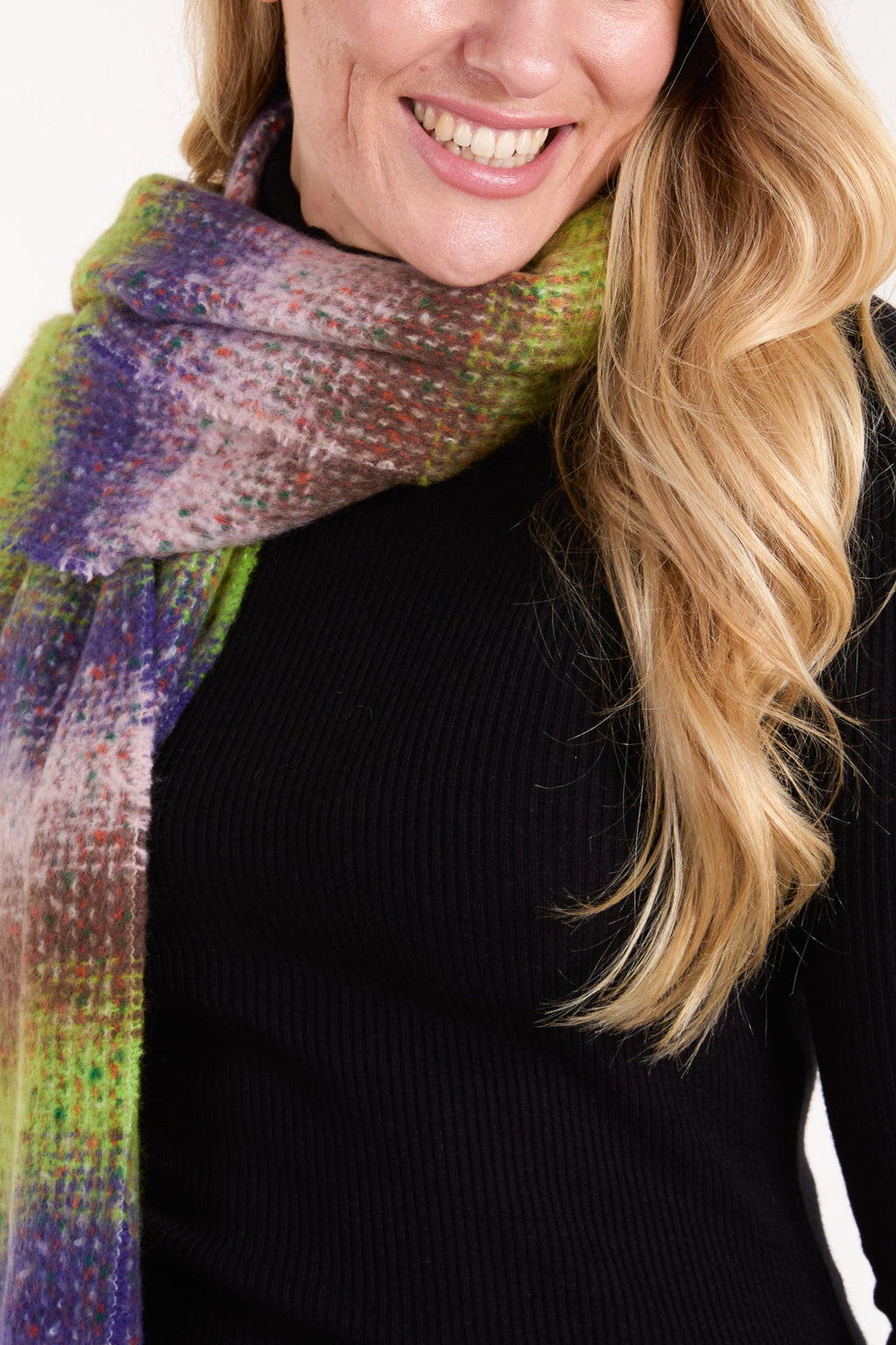 Purple & lime stripe blanket scarf