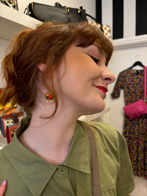 Colourful bead hoop earrings