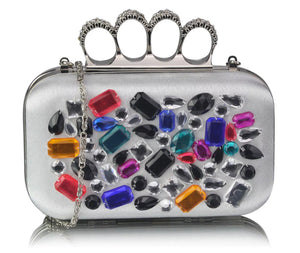Silver clutch with jewelled decoration