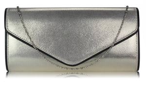 Large Silver Envelope Structured Clutch