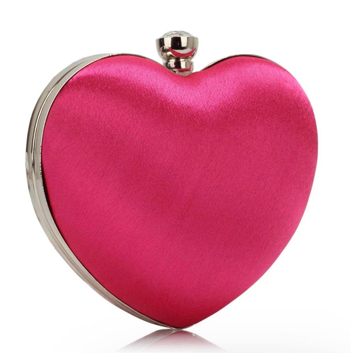 Pink Diamante Hardcase Heart Clutch Bag