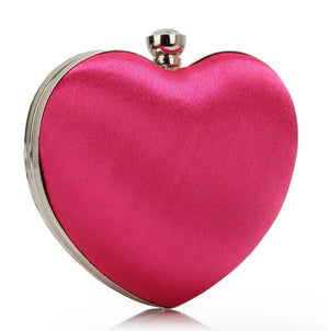 Pink Diamante Hardcase Heart Clutch Bag