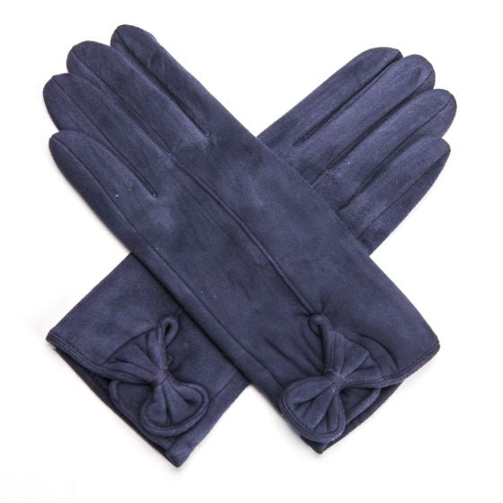 Bow detail suedette gloves