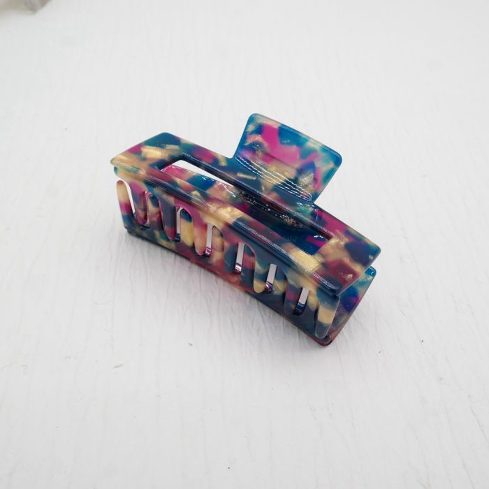 Small Rectangle Blue & Pink Hair Claw Clip