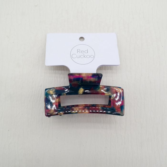 Small Rectangle Blue & Pink Hair Claw Clip