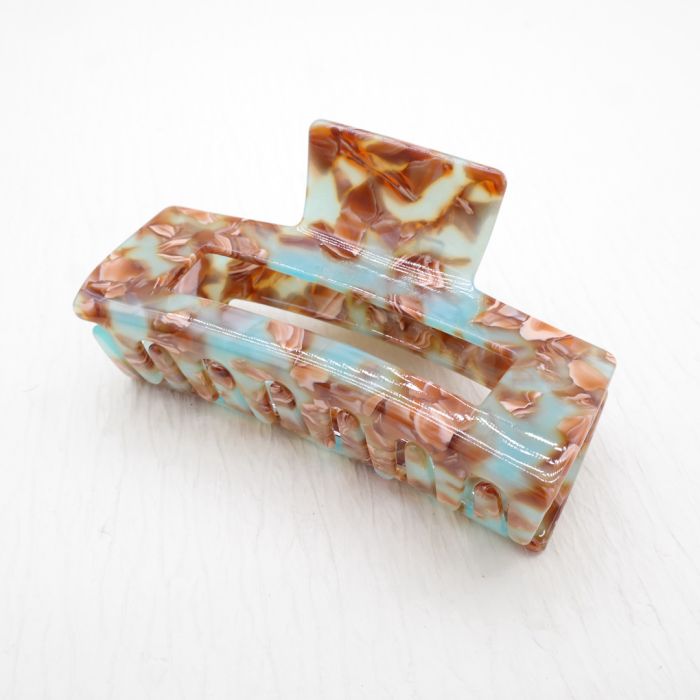 Rectangle Marbled Green Hair Claw Clip