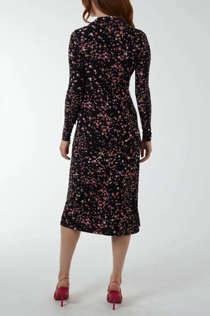 Long Sleeve Wrap Dress with Side Tie