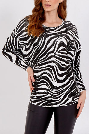 Fine Knit Embellished Batwing Jumper