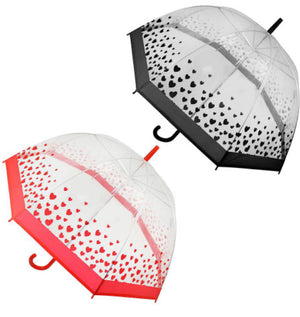 Heart Print Clear Dome Umbrella