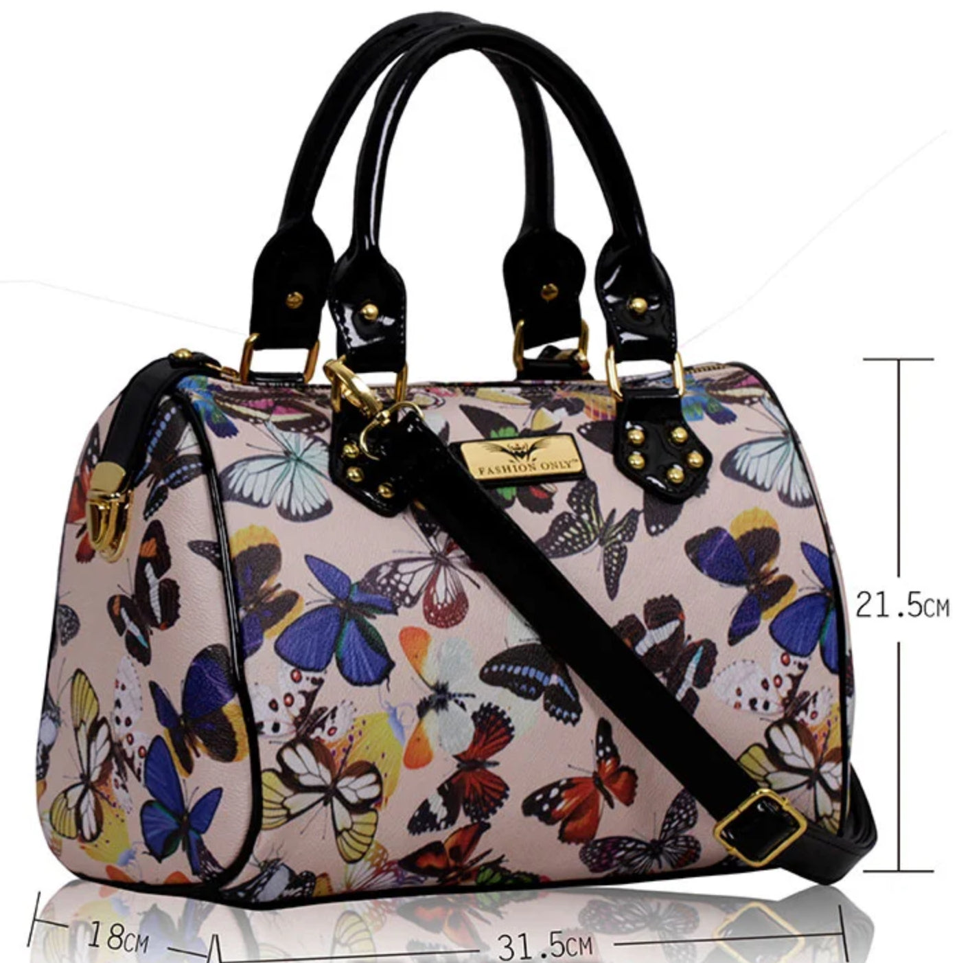 Butterfly print barrel tote bag
