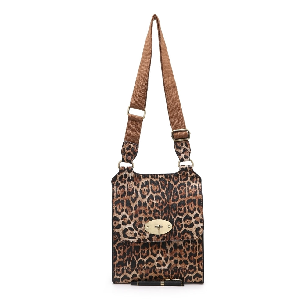 Large Rectangle Leopard Print Crossbody Bag