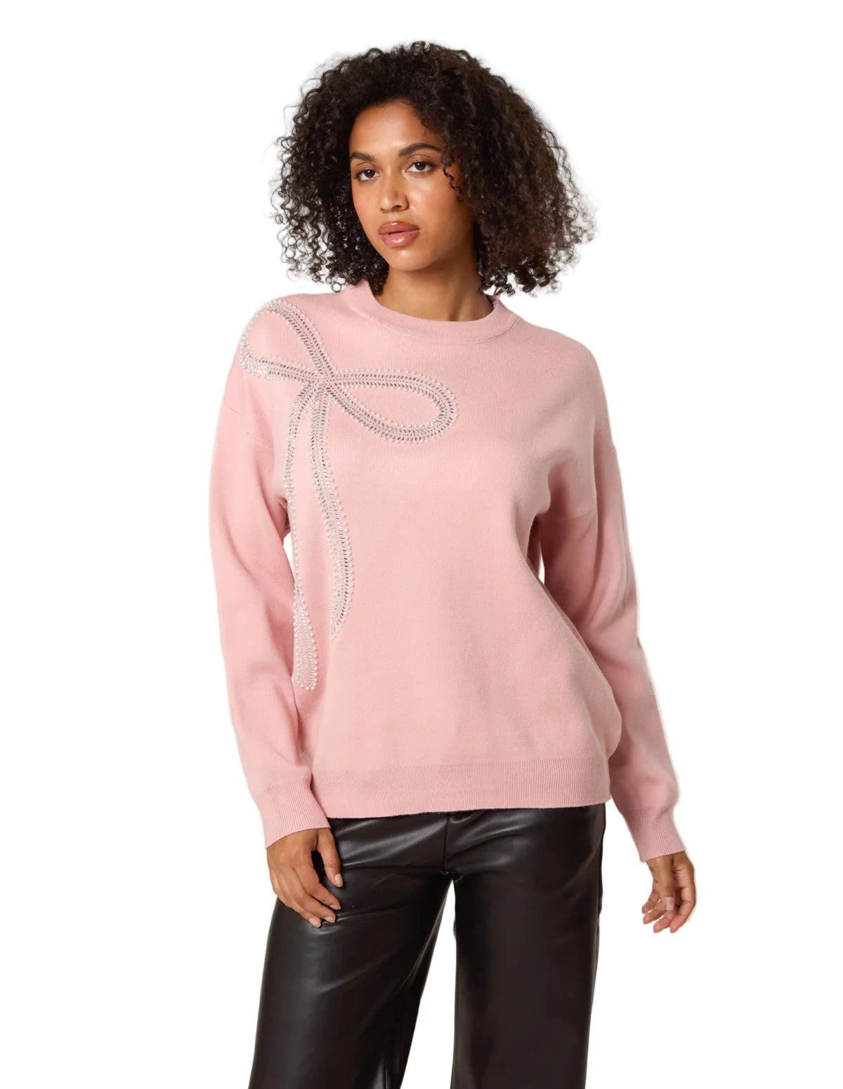 Pink soft bow jumper Christmas jumper