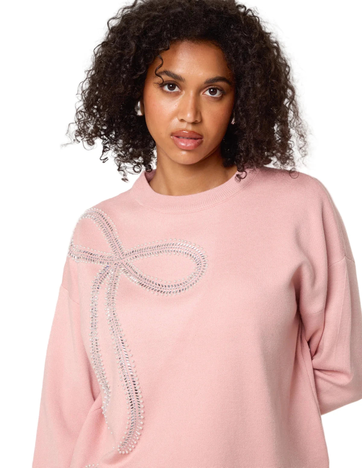 Pink Diamanté Bow Jumper