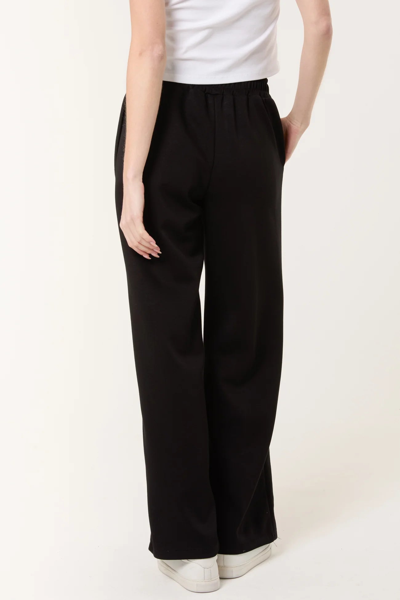 Black Drawstring Crease-Front Jogger Trousers