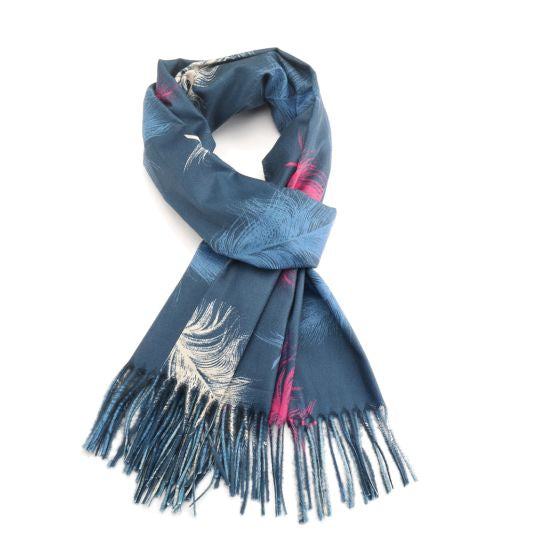 Navy Feather Scarf