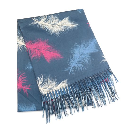 Navy Feather Scarf