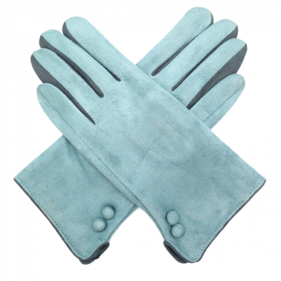 Red Cuckoo Button Gloves in Sky Blue