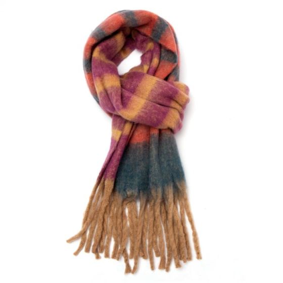 Red Cuckoo Purple and Navy Stripe Blanket Scarf