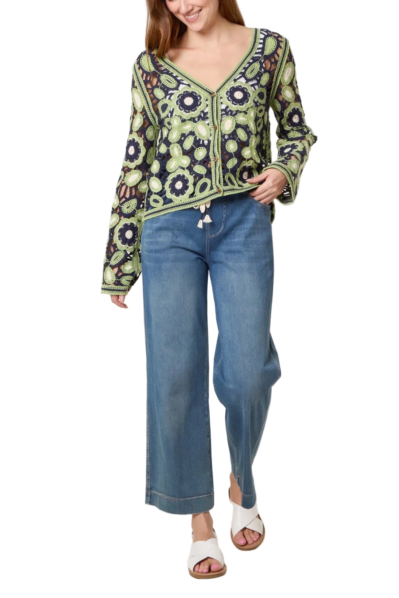 Abstract Floral Crochet Cardigan
