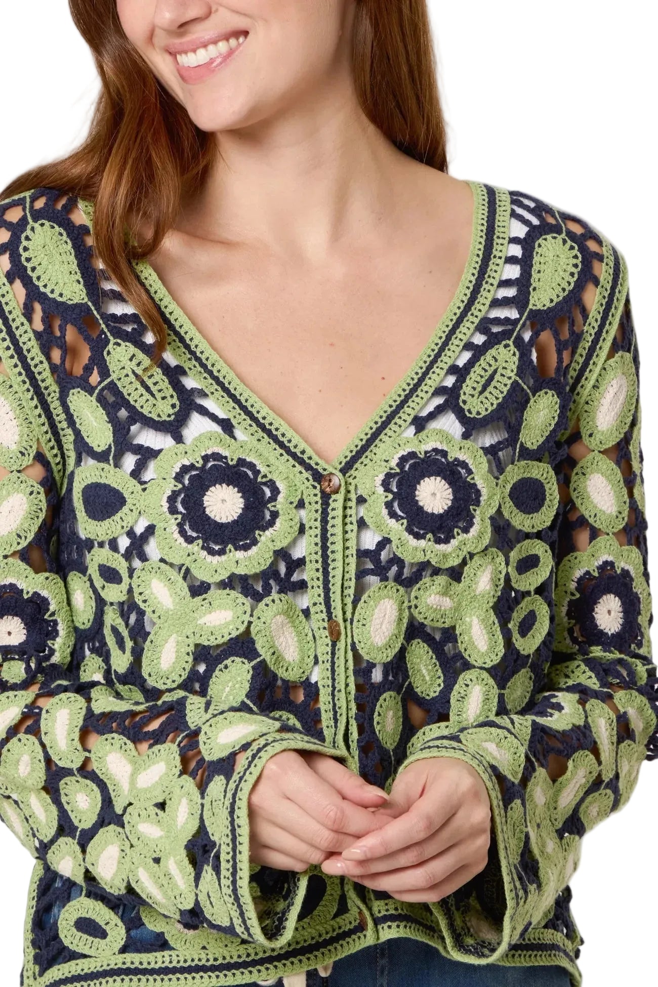 Abstract Floral Crochet Cardigan