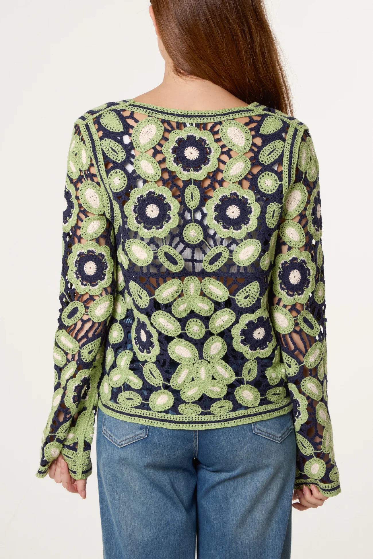 Abstract Floral Crochet Cardigan