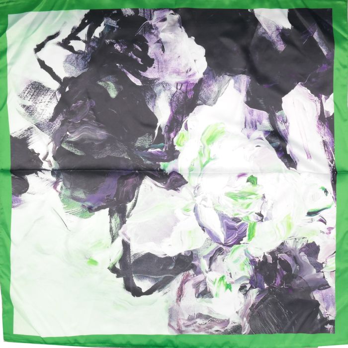 Green Ink Forals Satin Scarf