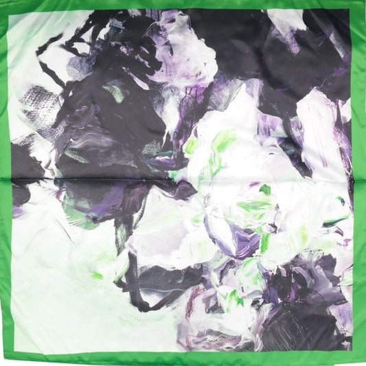 Green Ink Forals Satin Scarf