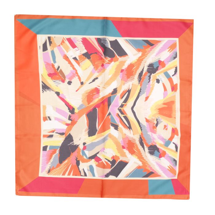 Orange Leaves Small Satin Scarf