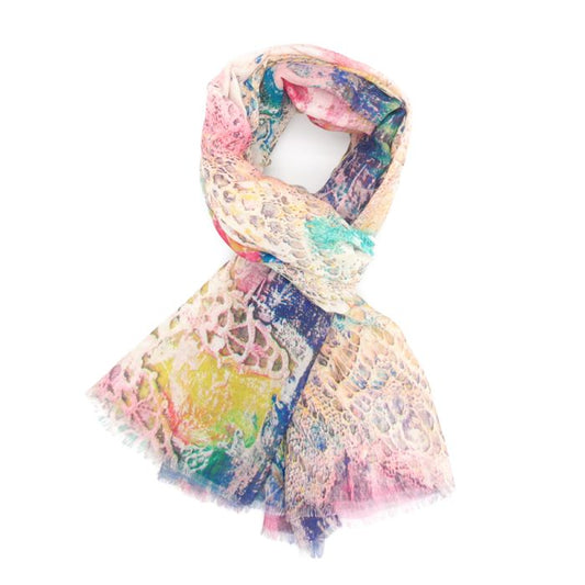Abstract Lace Scarf Pink