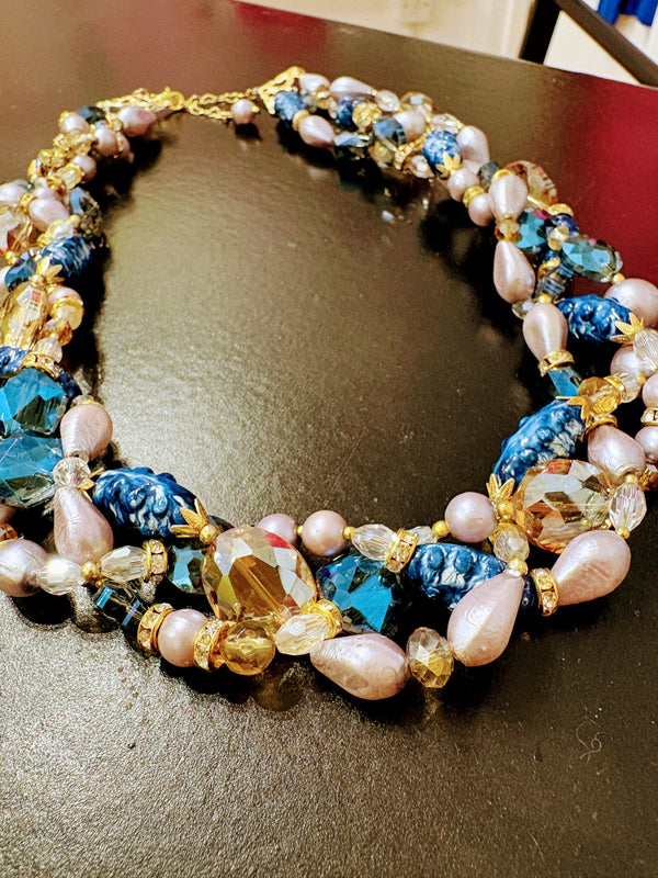 Vintage beaded plait necklace