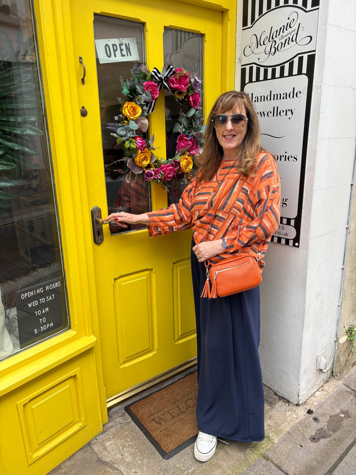 Orange & Navy Stripes Top