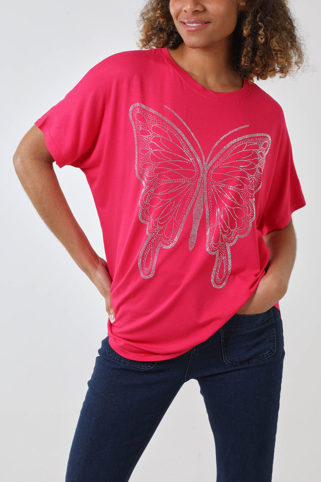 Hot Pink Butterfly Oversized T-Shirt