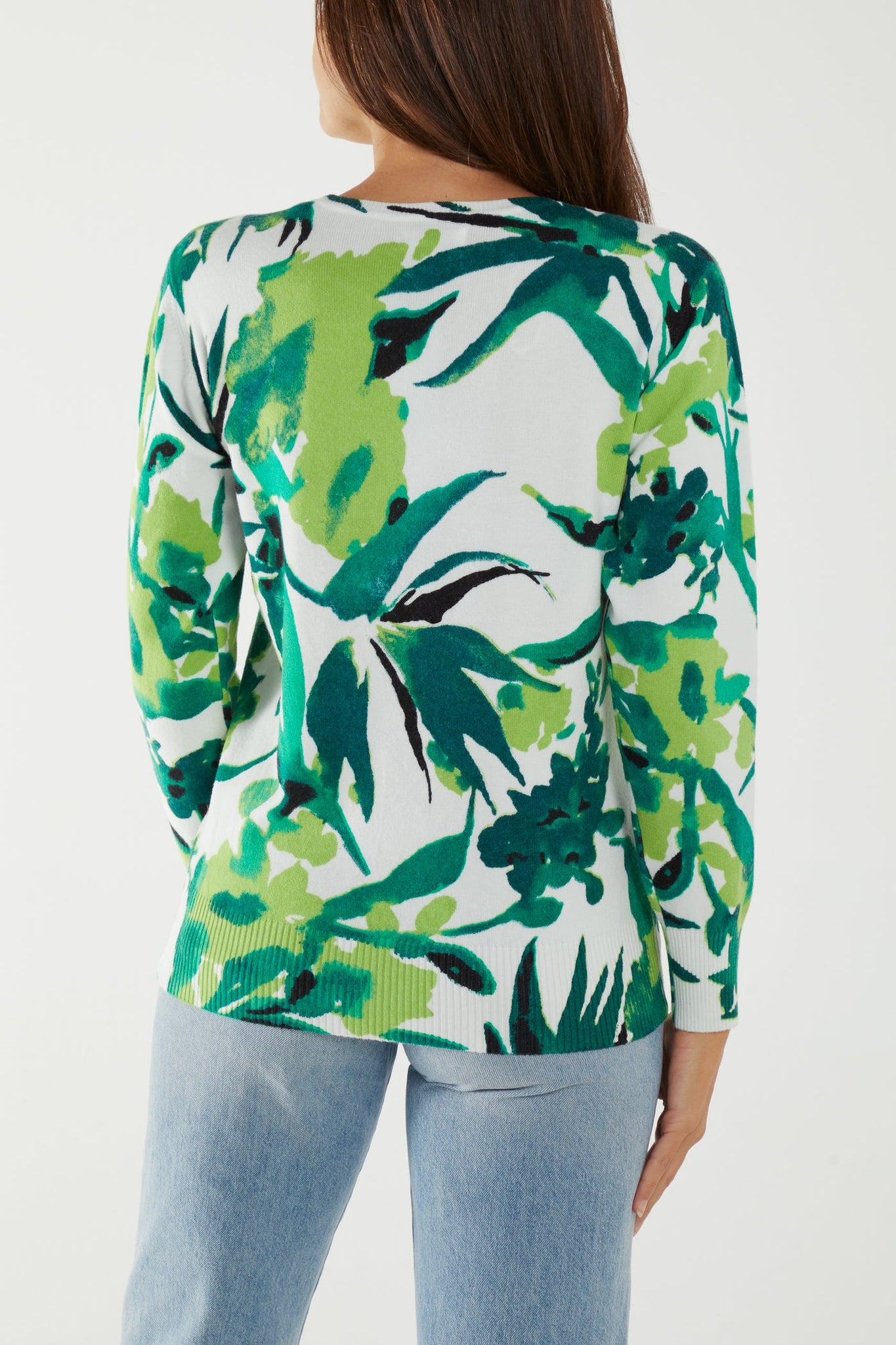 Embellished leaf pattern jumper