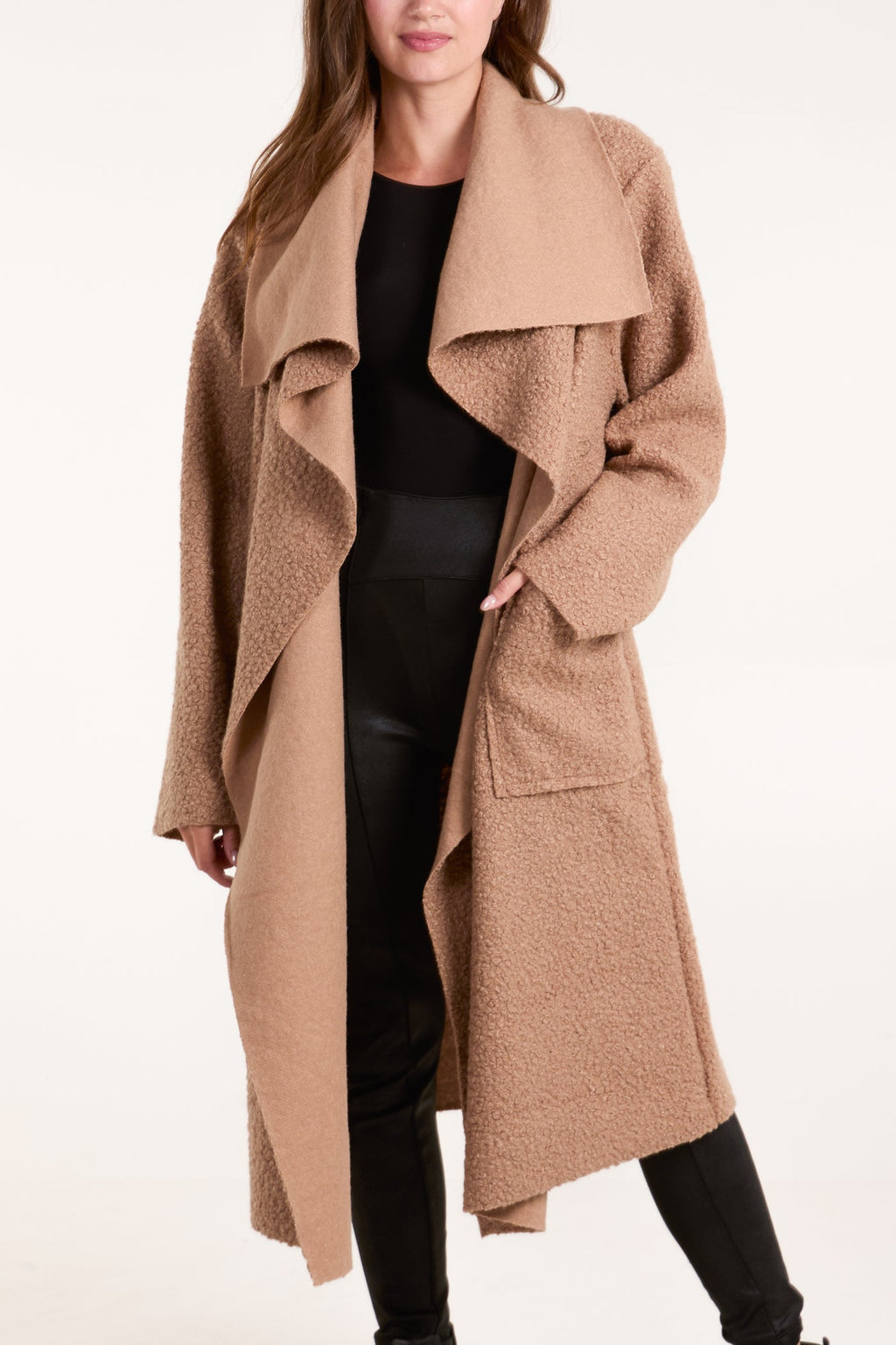 Longline Pocket Edge to Edge Boiled Wool Trench Coat