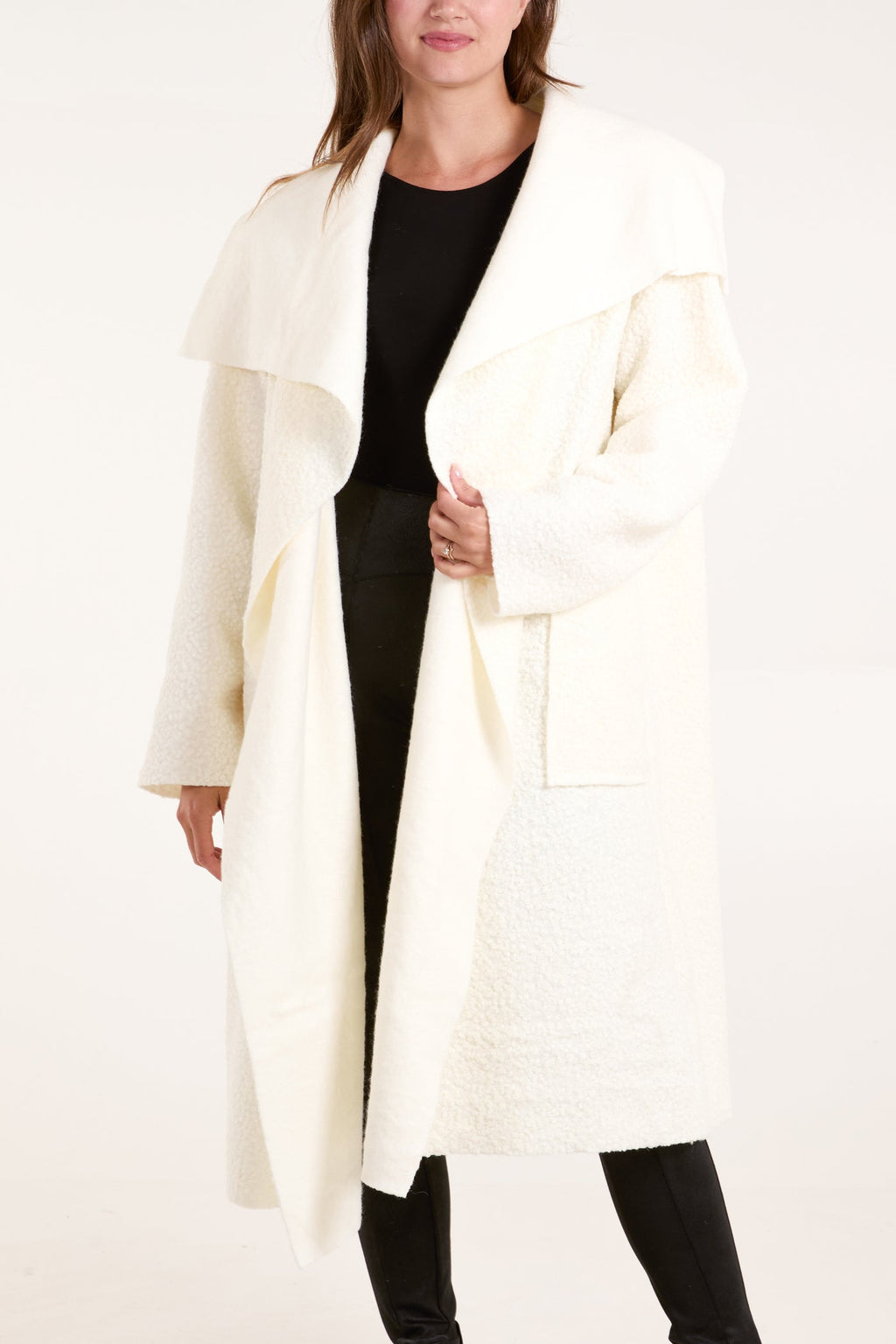 Longline Pocket Edge to Edge Boiled Wool Trench Coat