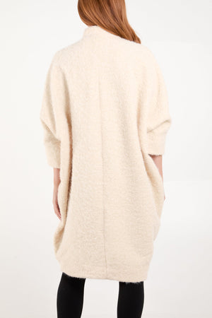 Soft 3/4 Sleeve Cream Coat with Pockets