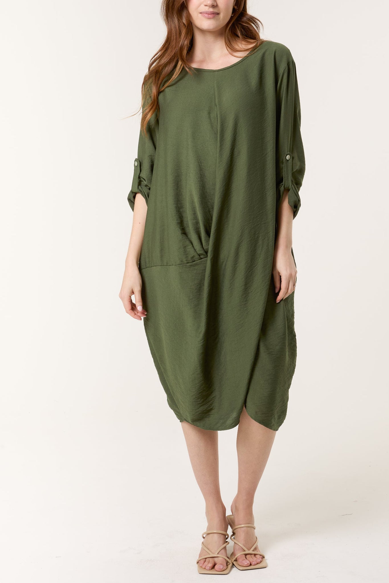 Twisted Front Long Sleeve Dress