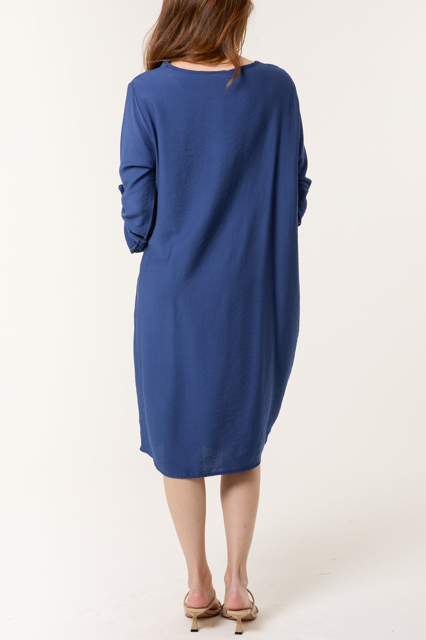 Twisted Front Long Sleeve Dress