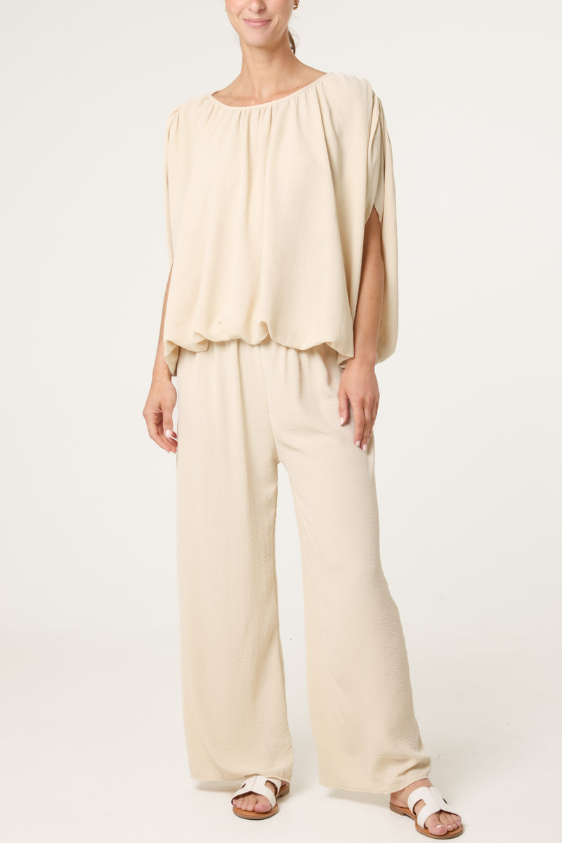 Black Wide Leg Lightweight Trousers