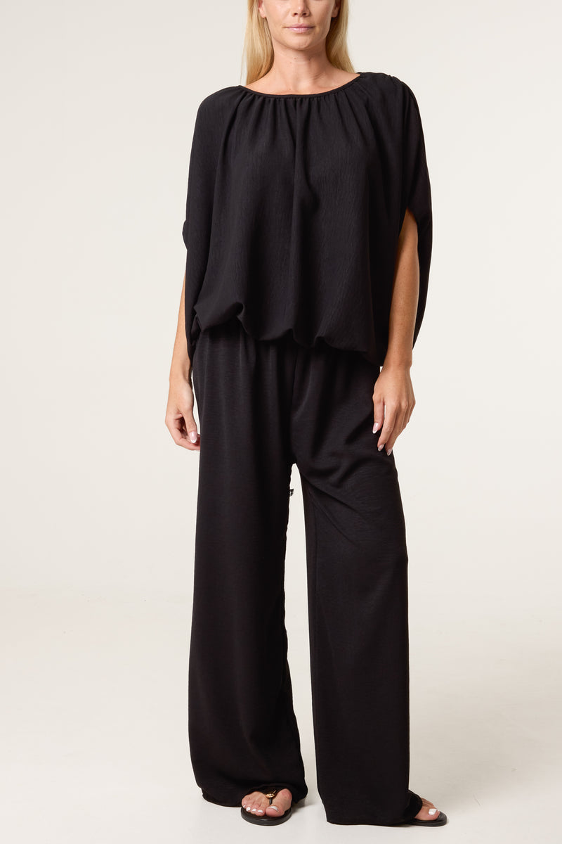 Black Wide Leg Lightweight Trousers