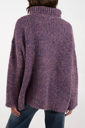 Purple Turtle Neck Speckled Jumper