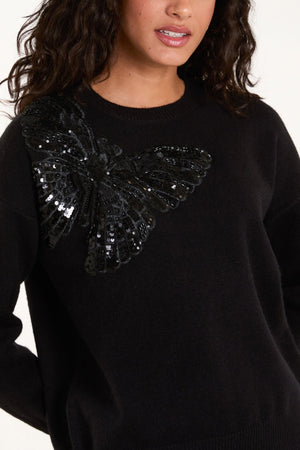 Embellished Sequin Butterfly Jumper